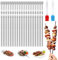 WWYSSZ Spiedini Acciaio Inox per Barbecue 30cm, 24 Pezzi Spiedini per Barbecue Riutilizzabili con 2 Spazzole, Spiedini in Acciaio Inossidabile Acciaio Inox Spiedi Piatti, per BBQ Shish Kebab Verdure