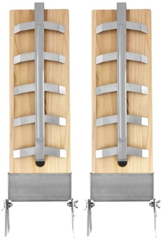 Tarrington House Flammlachsbretter, Zedernholz/Edelstahl, 20 x 61 x 6.3 cm, wiederverwendbar, beige/silber, 2 Stück