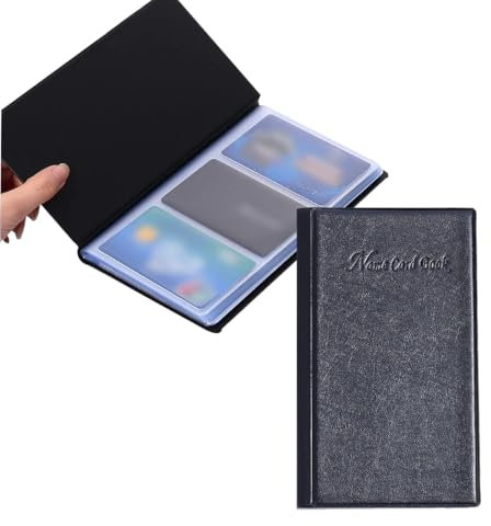 Visitenkartenbuch für visitenkarten aufbewahrung, Visitenkartenmappe, Visitenkarten Ringbuch, Visitenkarten Album, für Kundenkarten, Plastikkarten und Kreditkarten, für 120 Karten, Schwarz