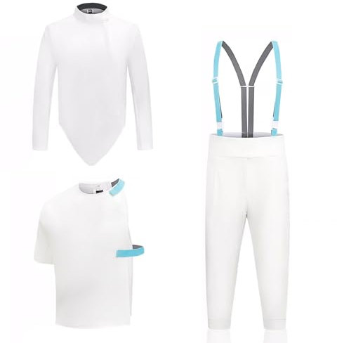 Fechtanzug, Fechtjacke, Fechtuniform, Unisex-Fechtuniform, Unisex-Fechtjacken, Fechthosen, Westen for Fechtwettkämpfe, Florett-, Degen- und Säbelschutzkleidung(46)
