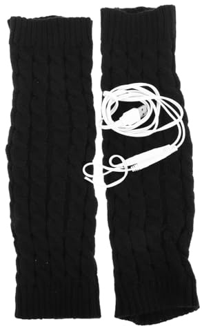 SKISUNO Boot Cuffs Leg Warmers for Winter Heated Knit Leg Warmers for Men/women Thermal Cycling Socks Knitted Design Cozy Warm Socks for Outdoor Activities Black