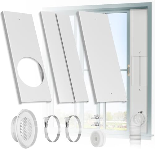 HOXHA Window Duct Kit Dryer Window Vent Kit for 4” Ducting Dryer Vent Hose, Sliding Window Vent Kit Fit with Dryer, Inline Duct Fans, Grow Tents