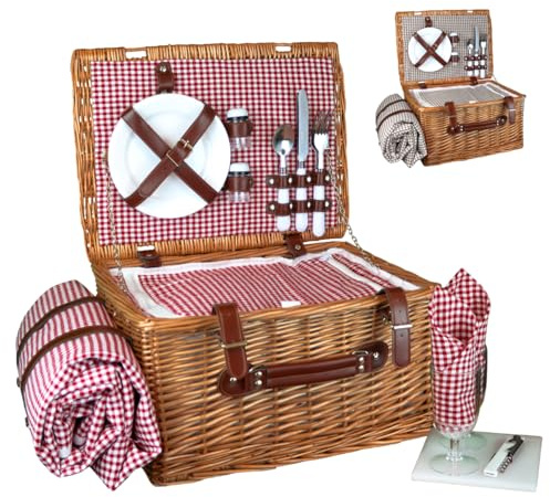 Linxor - Panier de Pique-Nique Isotherme avec Nappe et Accessoires - 2 Personnes - Plusieurs Coloris