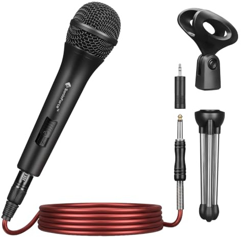 SonixForce Professional Dynamic Microphone for Singing Karaoke Microphone with 16ft XLR to 1/4'' Audio Cable, Vocal Handheld Mic for Podcast Mixer Amplifier PA System