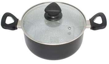 IMUSA 3 Qt Gray Speckled Ceramic Caldero Dutch Oven Stock Pot with Glass Lid – Nonstick Rice, Soup, Stew Pot for Hispanic Cooking, Vegetables, Pasta & Everyday Meals