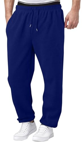 Pantalon Homme de survêtement doublé Polaire Hiver Chaud Coupe Droite Ample Taille Haute avec Poches Pantalon Jogging Yoga entraînement Sport détente Confortable Casual Mode Automne