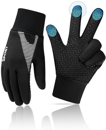 Becellen Gant Equitation Enfant, Gants Thermique Enfant Gants Moto Hiver Gant Tactile Antidérapants en Polaire Chaude pour Garçons et Filles de 6 à 10 Ans Le Vélo la Course
