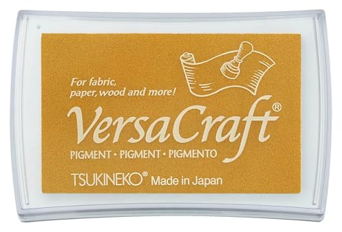Tsukineko VersaCraft Bläckdyna till Stämpling - Mustard Yellow - Stor – Vattenbaserad, Opak, Arkivbeständig - Embossing