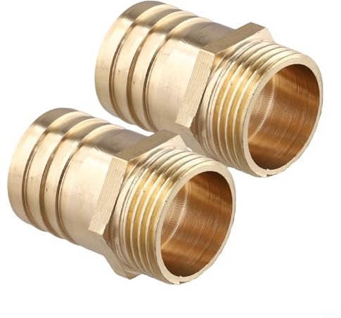 Due connettori in ottone massiccio da coda a maschio per raccordi filettati BSP per tubo flessibile per stagno e piscina, componenti idraulici (1 maschio x 32 mm)