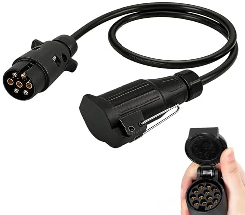 PORFOYO Cable alargador para remolque de 7 a 13 pines, adaptador de 7 a 13 pines, cable adaptador de 38 cm, cable adaptador universal para caravana, autocaravana, coche, remolque, accesorios
