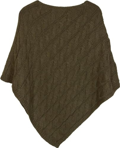 styleBREAKER Poncho in Maglia con Motivo a Treccia, Poncho Girocollo, Maglia Grossa, per Donna 08010040, Colore:Oliva
