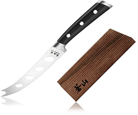Cangshan TS Series 1020809 Swedish 14C28N - Juego de cuchillos de tomate/queso de 5 pulgadas y funda de madera