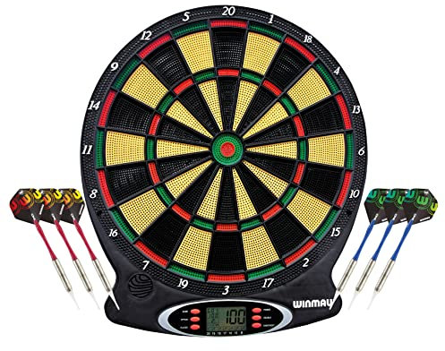 WINMAU Ton Machine Elektronische Dartscheibe mit weicher Spitze und Darts