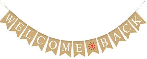 BESTOYARD Welcome - Banderola decorativa de arpillera para fiestas, festivales, regreso a la escuela, decoración familiar