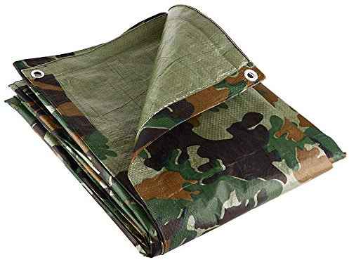 GroundMaster 80gsm Camouflage Tarpaulin - Waterproof Outdoor Fishing Camping Ground Sheet Cover (1.8m x 2.4m (6ft x 8ft))