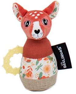 Les DéGLINGOS – Teething Ring with Maracas Rattle • Mix them the Biche | Doudou Baby – Wake Up Toy | 13 cm | Recycled Filling