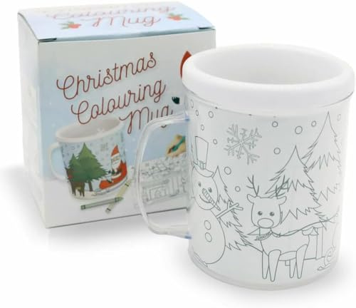 LOVETRENDS Tazza da colorare natalizia – Confezione da 1 – Artigianato progetta la tua tazza di Natale riempitivo regalo per bambini giocattolo per bambini