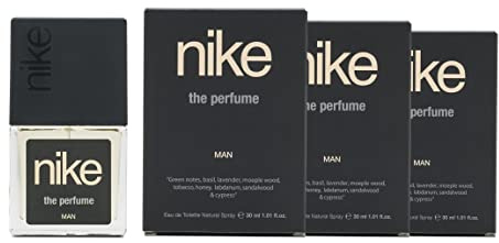 NIKE - The Perfume Man Pack de 3 x 30 ml, Colonia Hombre, Formato Viaje en Spray, Perfume Hombre, Eau de Toilette Natural y Masculino, Aromática Amaderada, Fragancia Intensa