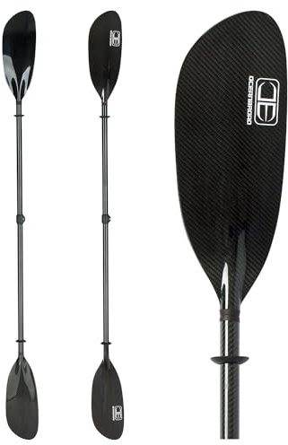 OCEANBROAD Remo de kayak ajustable de fibra de carbono completo, 220 cm-230 cm, 2 piezas, con bolsa de remo y correa de remo, color negro