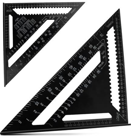 12-Inch/300mm Aluminum Alloy Triangle Square and Rafter Ruler - Black Carpentry Square for Woodworking, Roofing, Builders, Engineers, and Framing