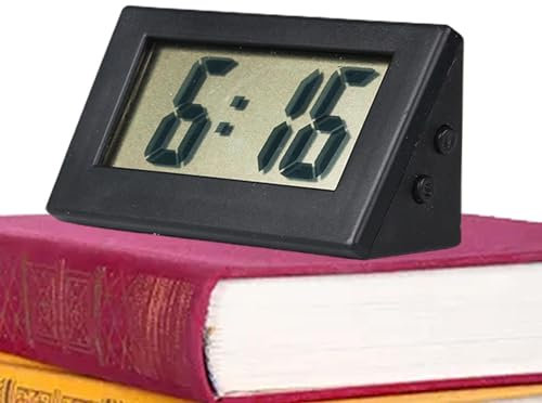 Meindin Reloj digital pequeño, reloj digital, reloj de escritorio eléctrico sin tictac, reloj digital LCD pequeño con batería de botón, mesa, dormitorio, hogar, viajes, simple, fácil de leer