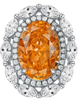 GemKing R1952 New egg-shaped ice flower cut 9 * 13 retro orange temperament ring women's gemstone ring