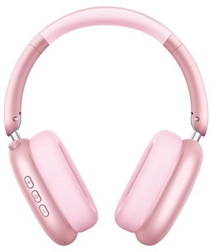 Wentronic Y01 Auriculares Inalámbricos Bluetooth 5.3 con Cancelación de Ruido, Sonido Hi-Res, 48h de Reproducción, Cascos Plegables sobre-Oreja con Micrófono para iOS/Android/PC – Rosa