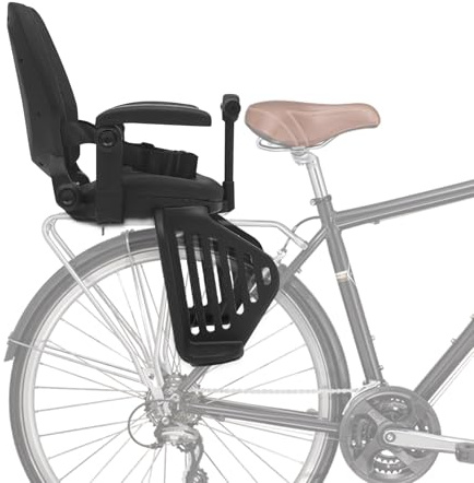 RUETERY Cykelbarnstol, cykel barnstol bak, upp till 50 kg ryggstöd med 3-vägs justering, 5-punkts säkerhetsbälte och stort fotstöd, för barn 8 månader – 8 år
