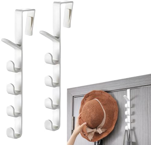 YIPFEN Set di 2 Ganci per Porta, Appendiabiti Stabili per Interni, Ganci per Porta Salvaspazio (Bianco)