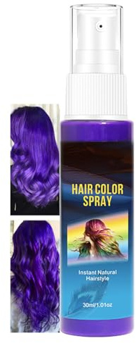 Spray de coloration temporaire pour cheveux - Couleur : violet - Spray de coloration instantané - Non collant - Lavable - Pour carnaval, Halloween, cosplay, fête - Formule douce
