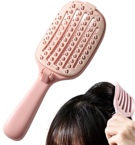 Cepillo Autolimpiante Para El Cabello,Utensilios De Peinado Plegables,Peine Masajeador Antiestático - Para Niñas, Damas, Esposas, Madres, Hogar, Salón, Hotel, Viajeros, Nadadores y para Viajar