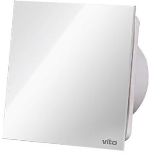 WEB world electronic business Aspiratore da Bagno Design con Frontale in Vetro Bianco – Diametro 120 mm – 15W – Silenzioso e Potente