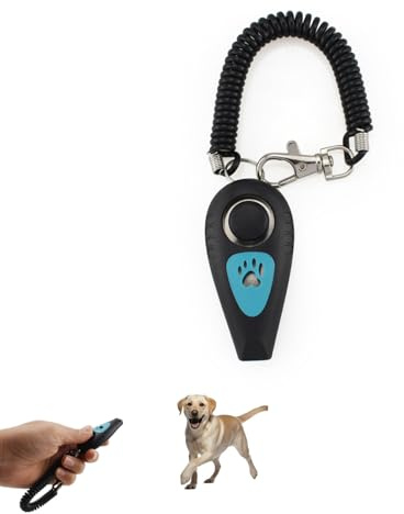 BIVYAX Clicker y Silbato para Perros 2-en-1 con Correa Elástica, Herramienta de Llamada a Distancia, Adiestramiento Positivo sin Castigo, para Obediencia Básica, Trucos y Corregir Malos Hábitos