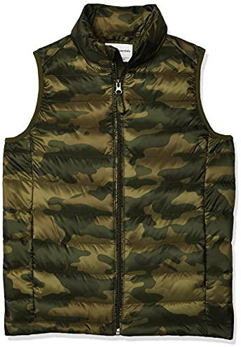 Amazon Essentials Piumino leggero impermeabile da bambino pieghevole, verde, mimetico, taglia S