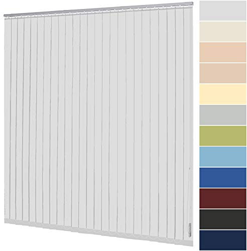 Lamellenvorhang nach Maß Vertikaljalousie 89 mm für Tür und Fenster viele Farben Maßanfertigung Wand- und Deckenmontage Jalousie Lamellen Rollo (Breite 200,1-220 cm x Höhe 280,1-300 cm, Weiß)