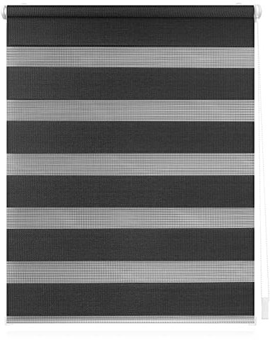 Lichtblick Doppelrollo Klemmfix ohne Bohren, Streifen, Blickdicht, Klemmträger-Montage, Sichtschutz, Wandmongtage, Deckenmontage, für Fenster und Türen Anthrazit,55 cm x 150 cm (B X L)