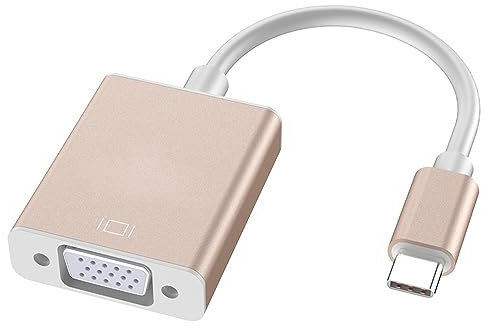 USB C auf VGA Adapter, Thunderbolt 3 auf VGA Adapter kompatibel mit MacBook Pro 2020/2019/2018/2017, MacBook Air 5/4/iPad Pro 2018, ChromeBook, Samsung Galaxy S10/S9/S8, Huawei Mate Book, mehr (Gold)