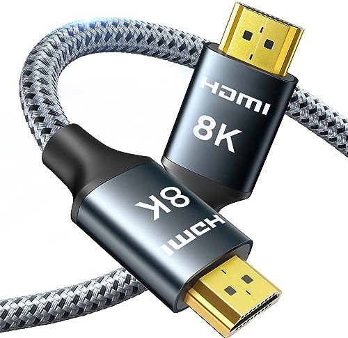 ARISKEEN Câble HDMI 2.1 8K 6M, 48Gbps Câble HDMI Tressé en Nylon Haute Vitesse, Prend en Charge 8K@60HZ, 4K@120Hz, Compatible avec PS5/4 TV Switch Monitor Blu-ray Soundbar