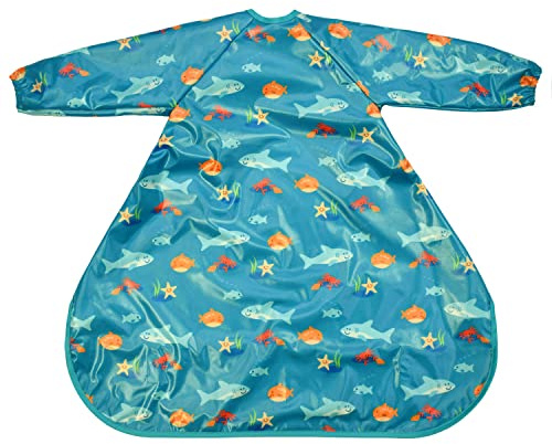 Bibetta Wipeezee Premium Weaning Bibs With Sleeves For 6 month+, Waterproof Coverall Bibs for Baby, Toddler, Boy, Girl | UK Design Eco Friendly & Durable Wipeable Bib for Highchair Feeding