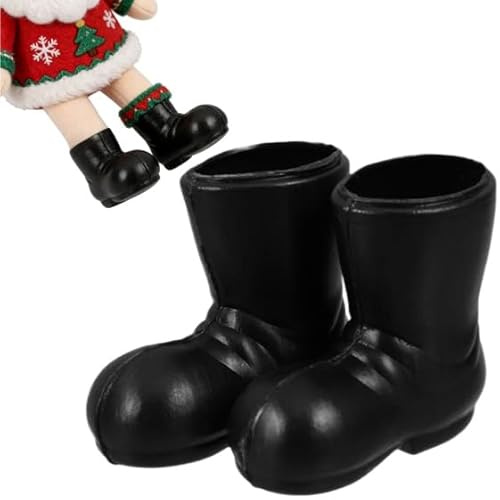 jojofuny 14 Pairs Mini Santa Boots for Crafts - Small Santa Boots for Dollhouse Christmas Decorations, Tiny Doll Shoes for Crafts, 1.1 X 1.1 X 0.4'
