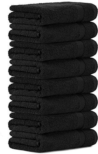 Luckytowel Handtücher Set 50x100 cm groß aus 100% Baumwolle, Handtuch Set mit 600g/m² Oeko-Tex Frottee Handtuchset als 8er Pack in Schwarz
