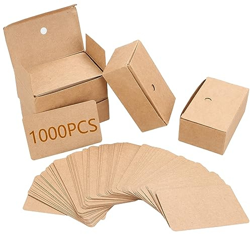Oungy 1000 PCS Blank Kraft Business Cards Note Paper Cards 3.5 x 2inch Index Cards Double-sided Available Message Card DIY Gift Card Paper Flash Cards for School Learning Office, Brown