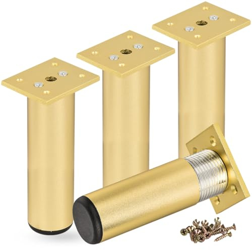 6 Inch / 15cm Metal Furniture Legs, 4Pcs Black Round Aluminum Alloy Furniture Feet DIY Replacement Support Leg for Table Cabinet Kitchen TV Stand Desk