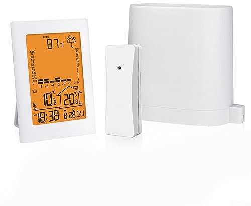 SPORTARC Wireless Digital Rain Gauge Digital Real-time Rainfall Detection RainGauge Temperature Humidity with Rain Gauge Weather Forecast