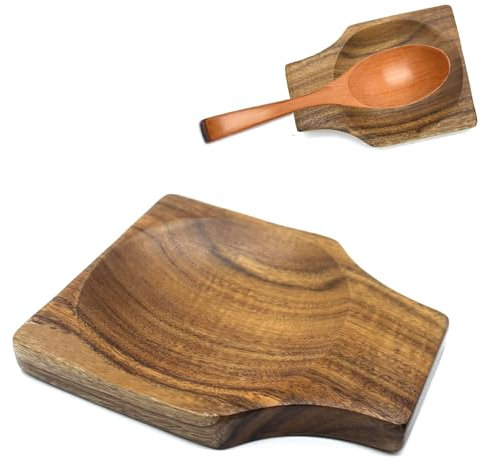 SwirlColor repose cuillère cuisine, lisse petit porte cuillere cuisine en bois porte-ustensiles cuisine pour poêle vaisselle de repos spatule cuillère pince