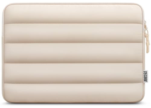 TECOOL Puffy 15.6 inch Laptop Case, Protective Laptop Sleeve 15.6 inch For 15-15.6 Lenovo Thinkpad ideapad HP Pavilion Acer Dell Asus Chromebook,MacBook Pro 16 M4 M3 M2 Waterproof Notebook Case,Beige