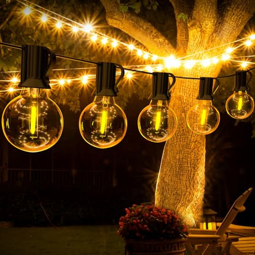 GIACOMO 10M Lichterkette Außen Strom, Dimmbar Timer LED Outdoor Lichterkette Glühbirnen, 15+1 Warmweiß G40 Glühbirnen Plastik, IP44 Wetterfest Lichterketten Aussen für Garten, Balkon, Party, Terrasse