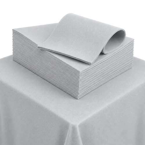 MAQA 25 TNT-dukar 140 x 140 cm, fläckbeständiga icke-vävda dukar, engångsdukar, eleganta fläckskydd för restauranger, catering, fester, evenemang och ceremonier, pärlgrå