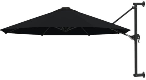 Générique Parasol Mural avec mât en métal 300 cm Noir,Maison & Jardin,Pelouses & Jardins,Vie en extérieur,Parasols & voiles d'ombrage,Noir,21.5 LB,47300