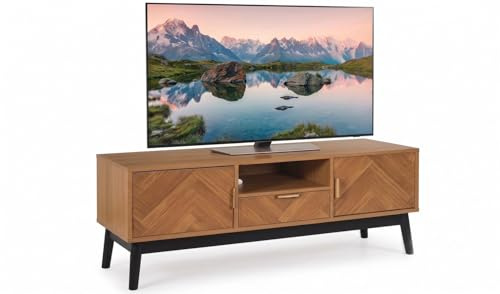HOME DECO FACTORY - Meuble TV Bas Collection Felix - Lounge Edition - Mobilier Contemporain - Design Élégant - Idéal pour Salon - 110 x 48 x 40 cm - Marron Noir